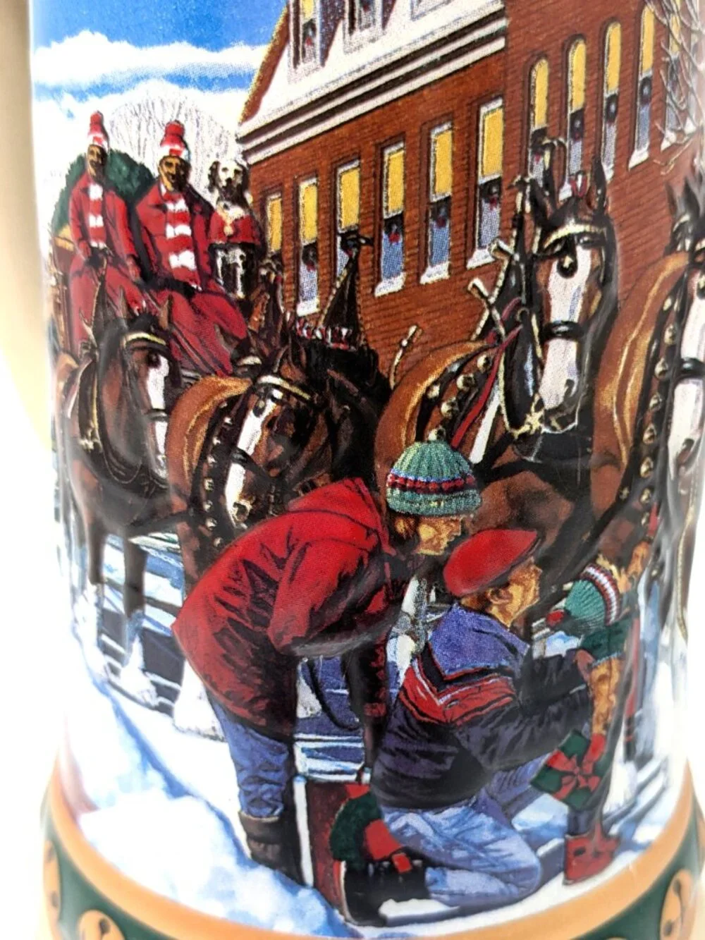 Budweiser Holiday Stein Collection 1994 Hometown Holiday Clydesdale Beer Mug